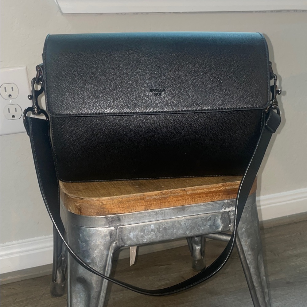 Angela Roi Hamilton Crossbody Shoulder Vegan Luxury Black Bag Gunmetal Hardware
